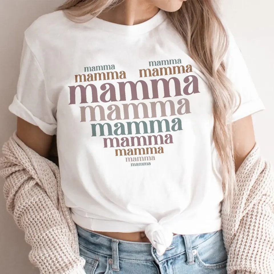 Mamma T-skjorte Retro Mamma hjerte