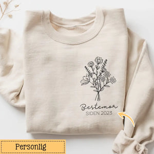 Personlig T-skjorte Bestemor 2024 Blomstret