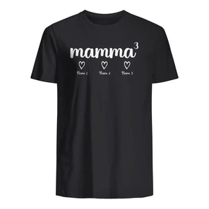 Personlig T-skjorte med hjerter og navn mamma