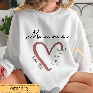 Personlig genser med hjerteslag Mamma år