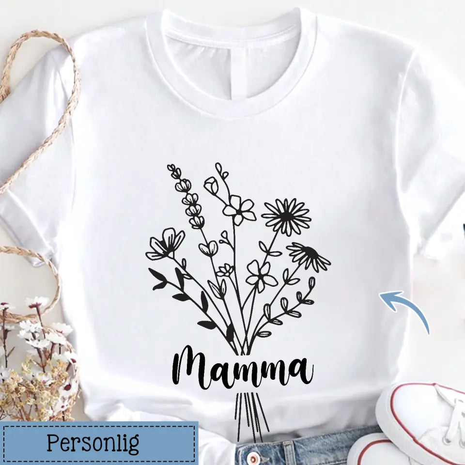 Mamma T-skjorte Bonus Mamma villblomstbukett