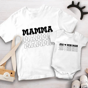 Matchende T-skjorte for mor og barn Jeg elsker mamma