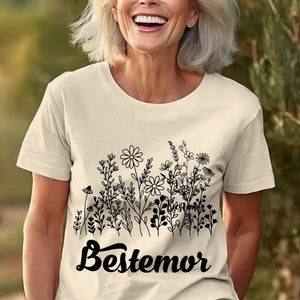 T-skjorte Villblomst Manus Bestemor Kunst