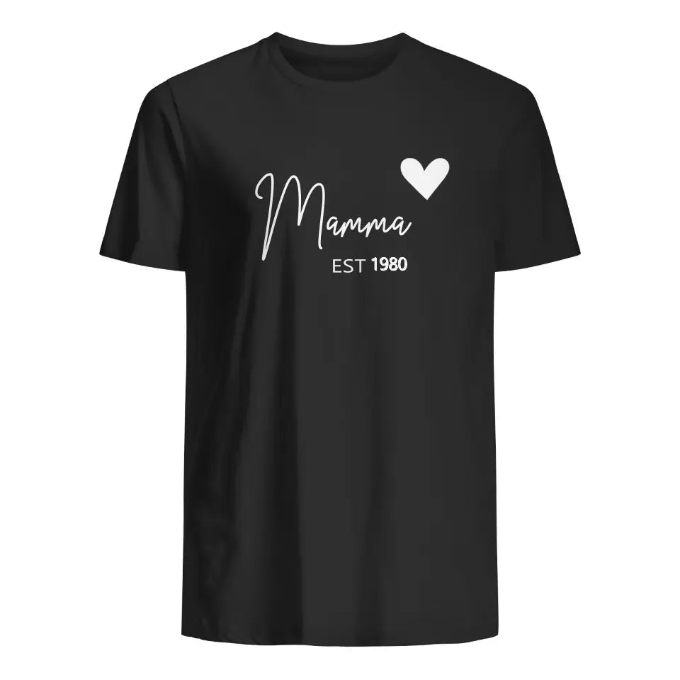 Personlig T-skjorte med Personlig Mamma EST-årstall