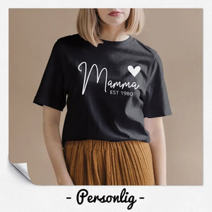 Personlig T-skjorte med Personlig Mamma EST-årstall