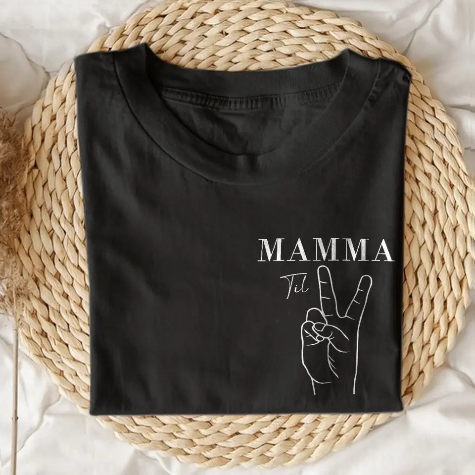 T-skjorte med Mamma og fredstegn illustrasjo