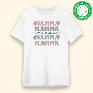 Mamma Økologisk T-skjorte Blomster og bokstaver