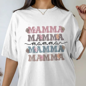 Mamma Økologisk T-skjorte Blomster og bokstaver