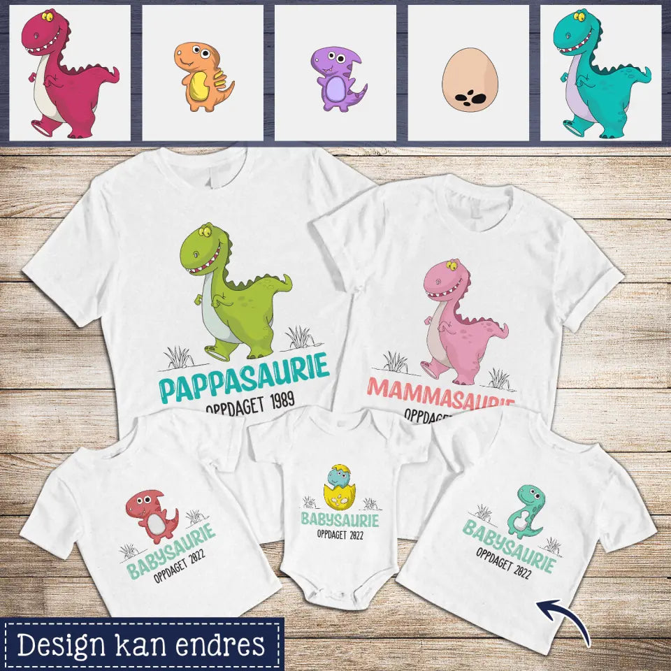 Personlig Pappa T skjorte | Tilpasse gave til pappa | Pappasaurie / Mammasaurie / Babysaurie