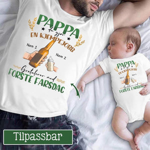 Personlig Pappa matchende T skjorte | Tilpasse gave til pappa | Pappa du gjør en kjempejobb Gratulerer med første farsdag